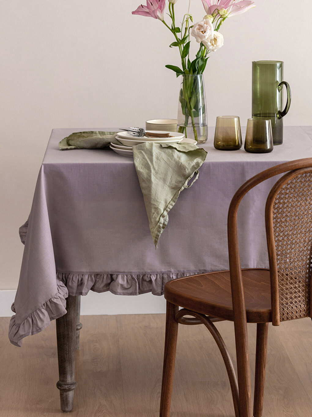 Nappe en Coton avec Détails à Volants 150x200 Cm-1