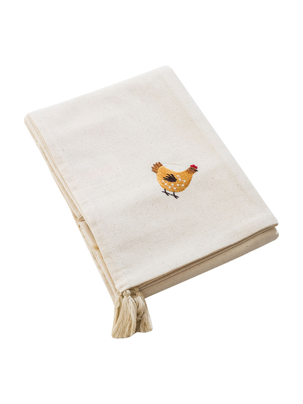 مفرش ترابيزة مطرز بتفاصيل شراشيب مقاس 150x150 سم-4