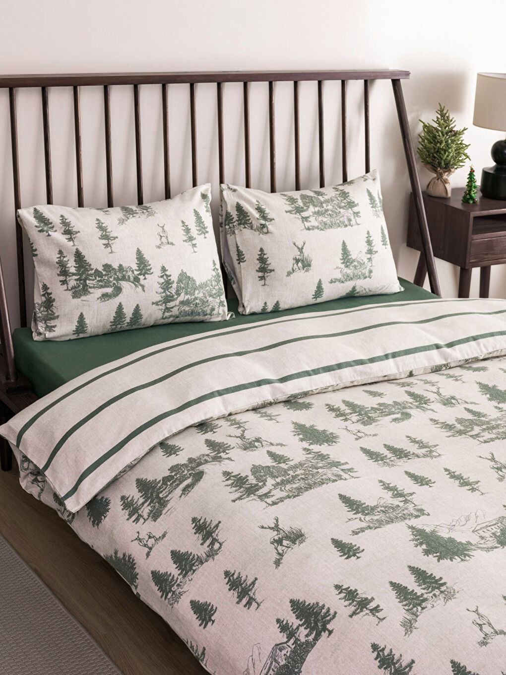 LCW HOME مجموعة غطاء لحاف مزدوج قطن منقوش -W2GU52Z8-F9C