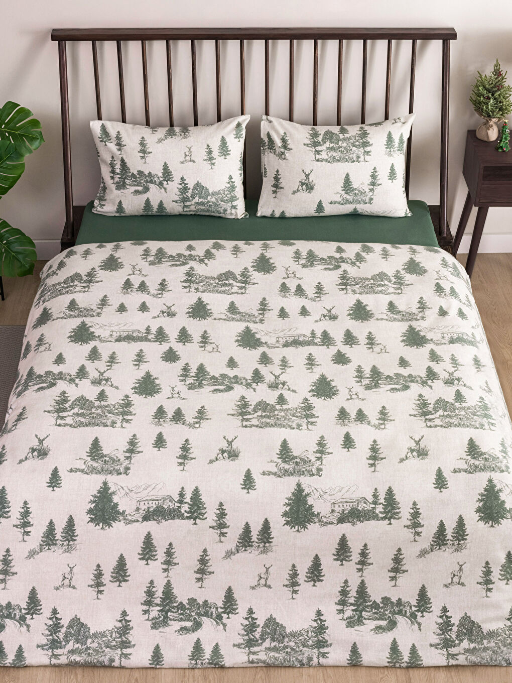 LCW HOME مجموعة غطاء لحاف مزدوج قطن منقوش -W2GU52Z8-F9C