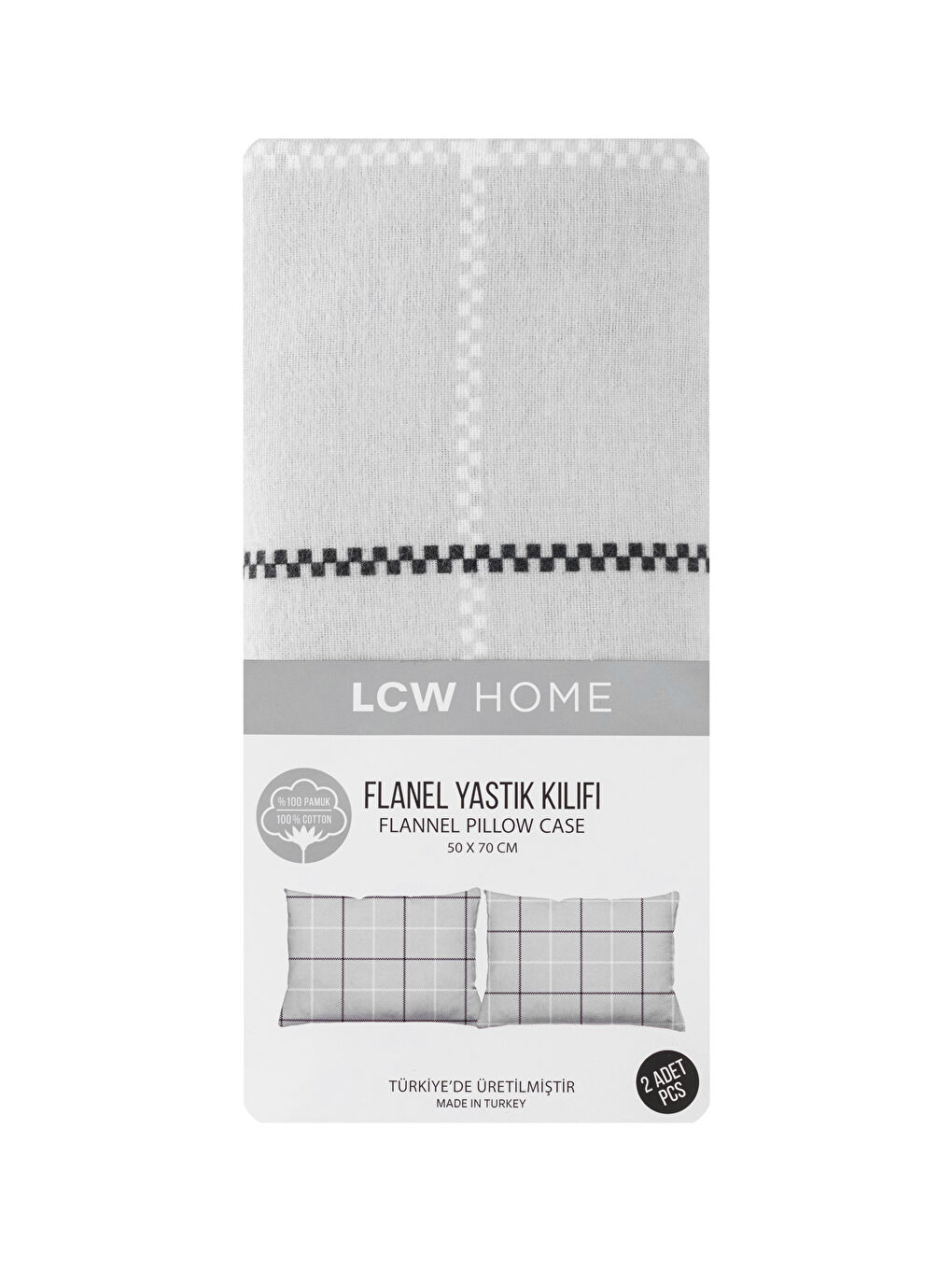 Karışık Pamuklu Flanel Yastık Kılıfı 2'li 50x70 cm-3