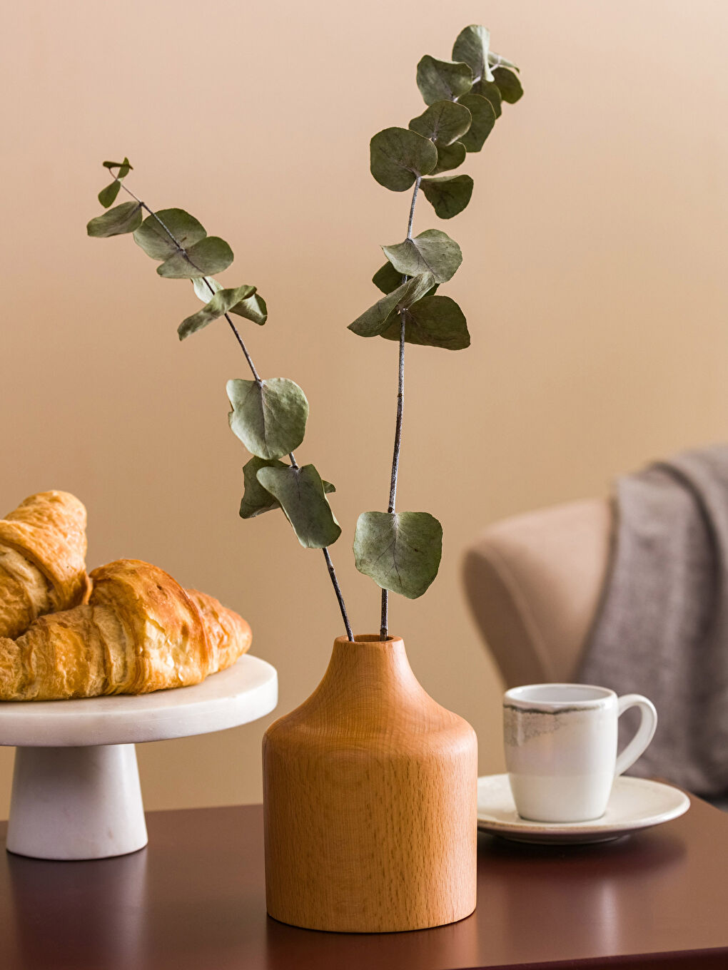 Kahverengi Ahşap Vazo 12 cm