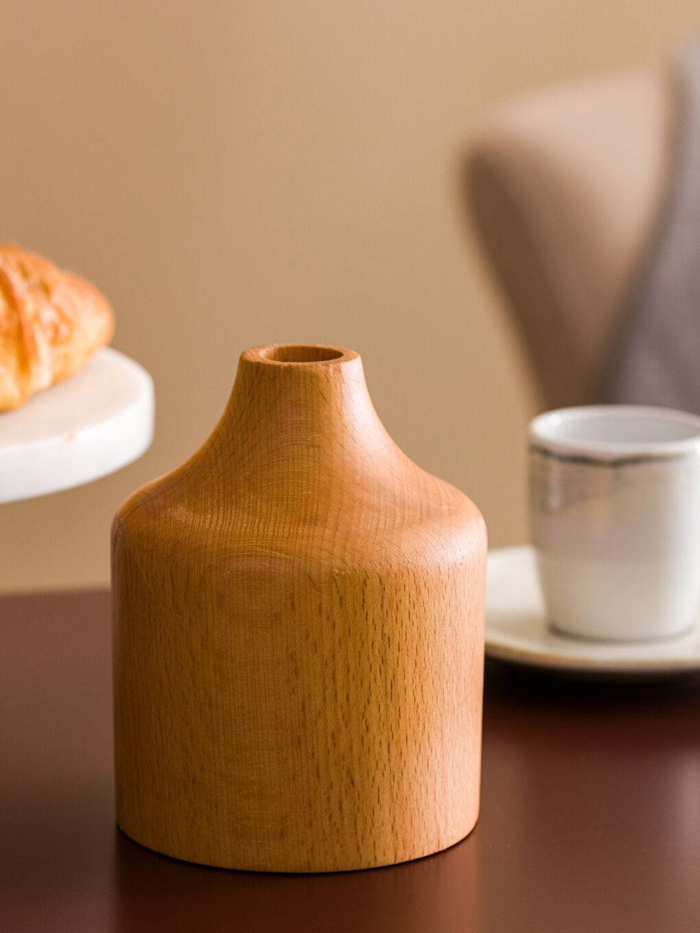Kahverengi Ahşap Vazo 12 cm-1