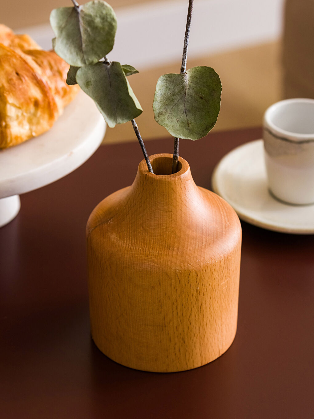 Kahverengi Ahşap Vazo 12 cm-2