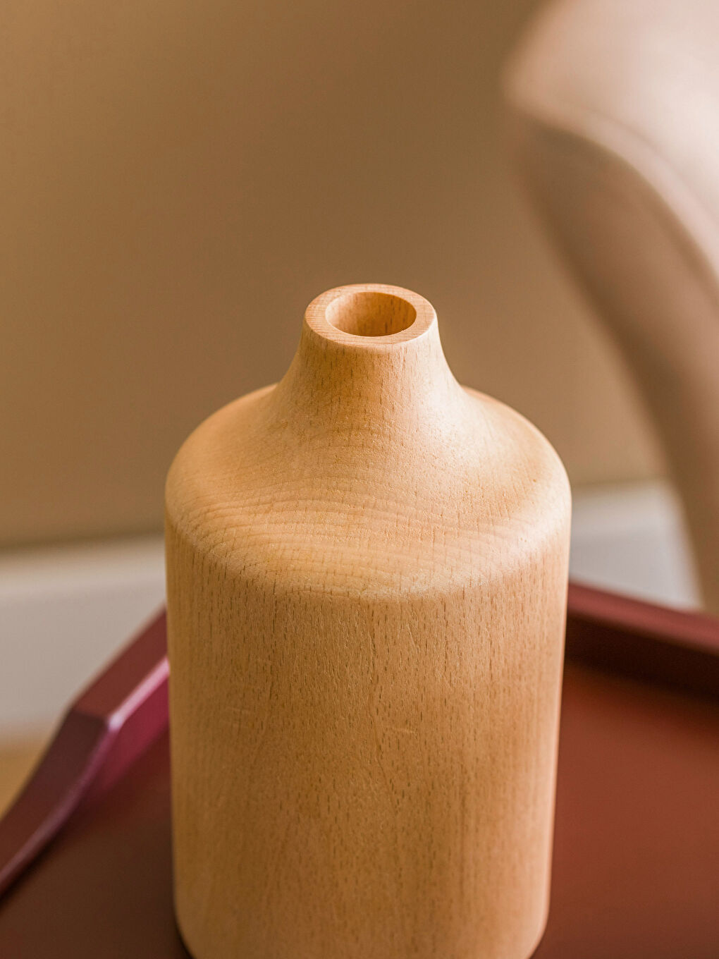 Kahverengi Dekoratif Ahşap Vazo 16 cm-2