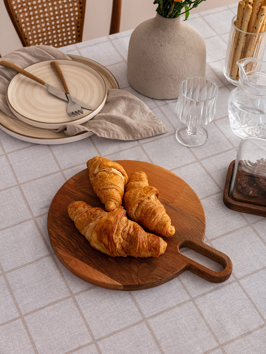 Kahverengi Düz Ahşap Sunumluk 32 cm