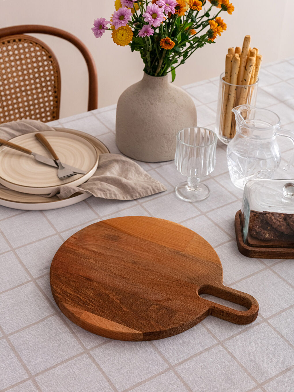 Kahverengi Düz Ahşap Sunumluk 32 cm-1