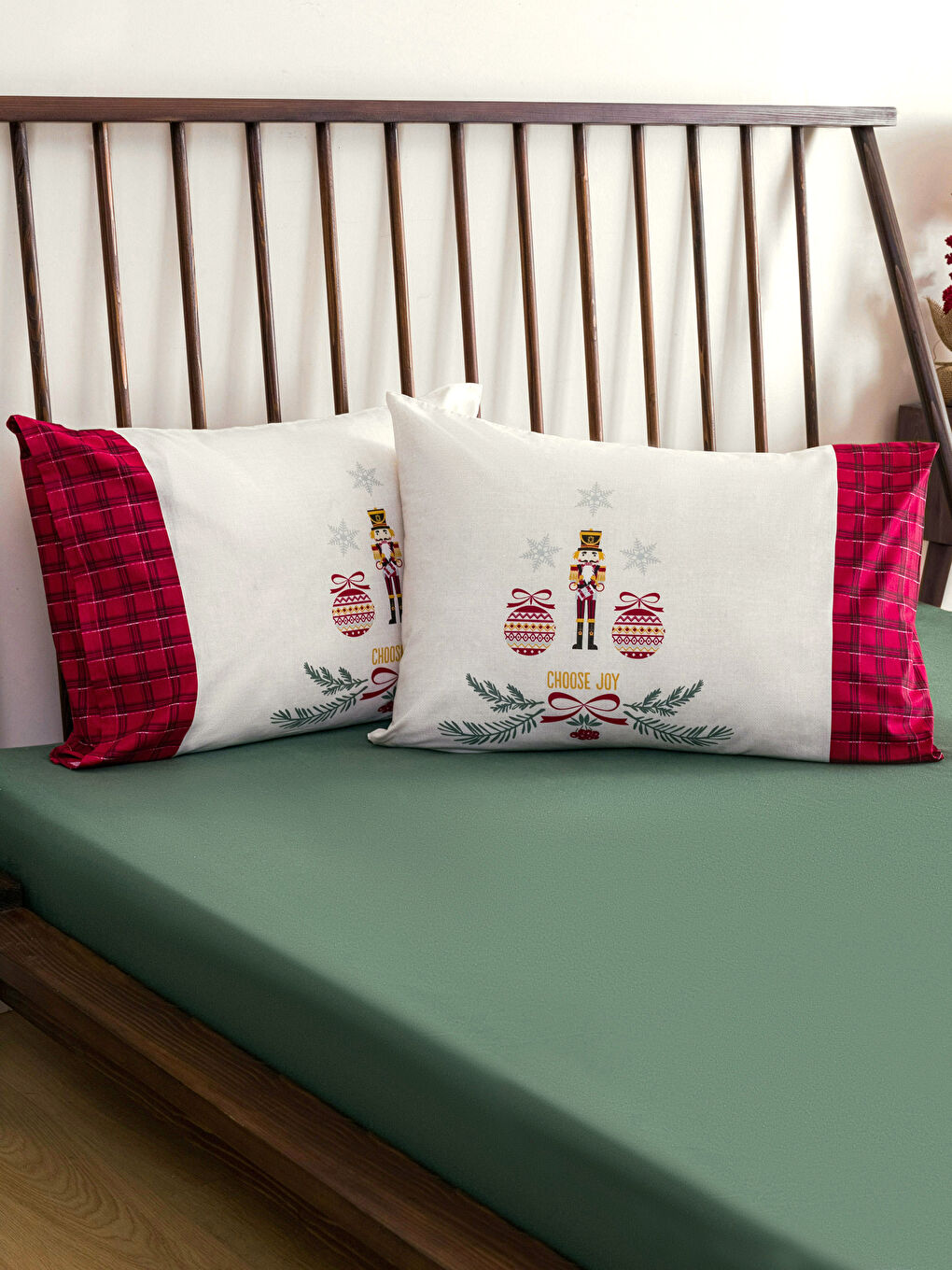 غطاء وسادة قطن منقوش 2 قطعة 50x70 سم