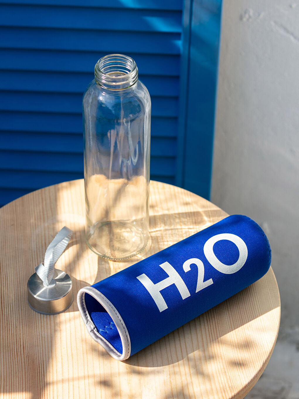 Mavi Yazı Baskılı Cam Matara 500 ml-1