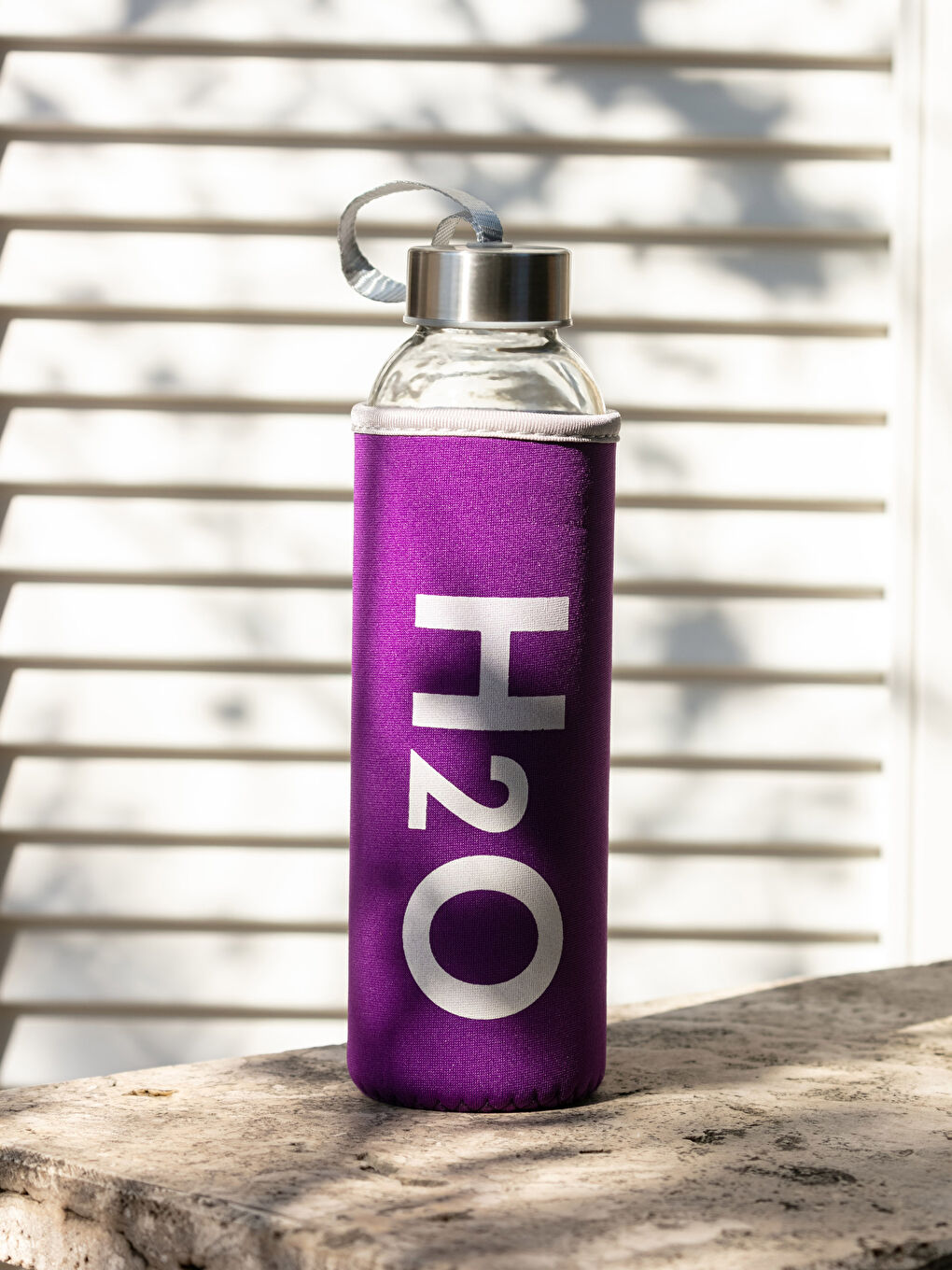 Mor Yazı Baskılı Cam Matara 500 ml