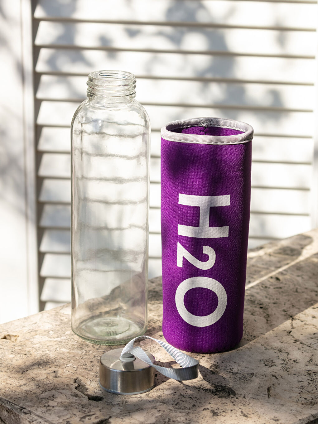 Mor Yazı Baskılı Cam Matara 500 ml-1