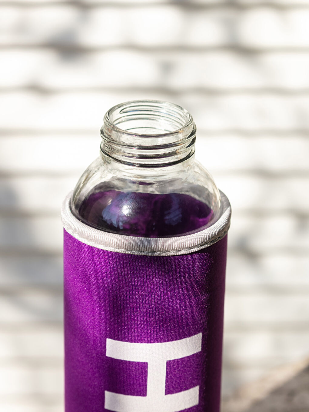 Mor Yazı Baskılı Cam Matara 500 ml-2