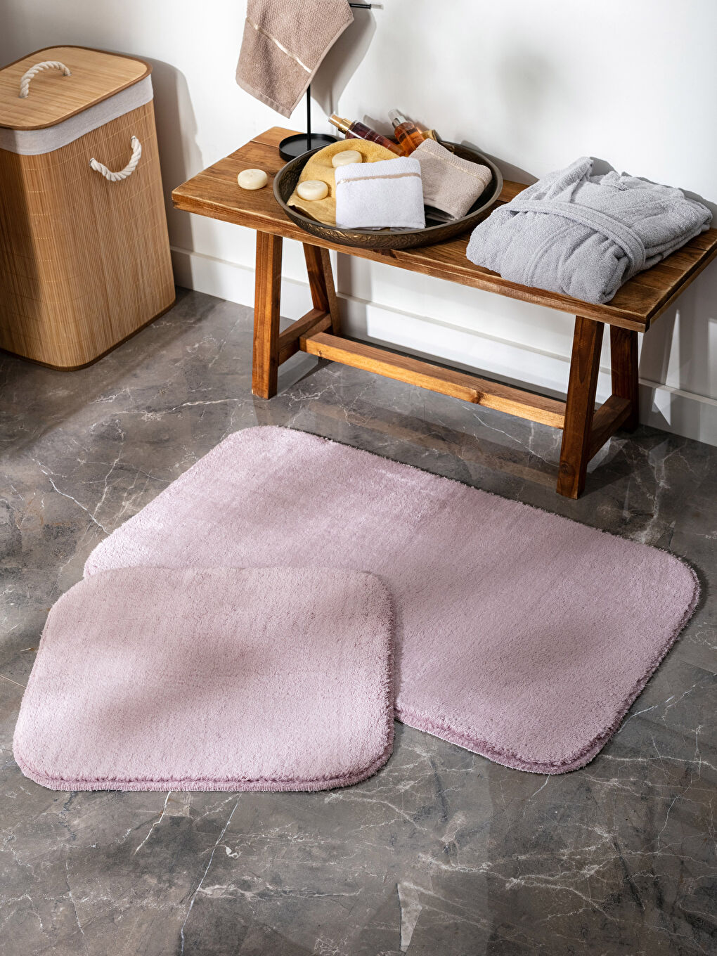 Lila Düz Banyo Paspası 2'li