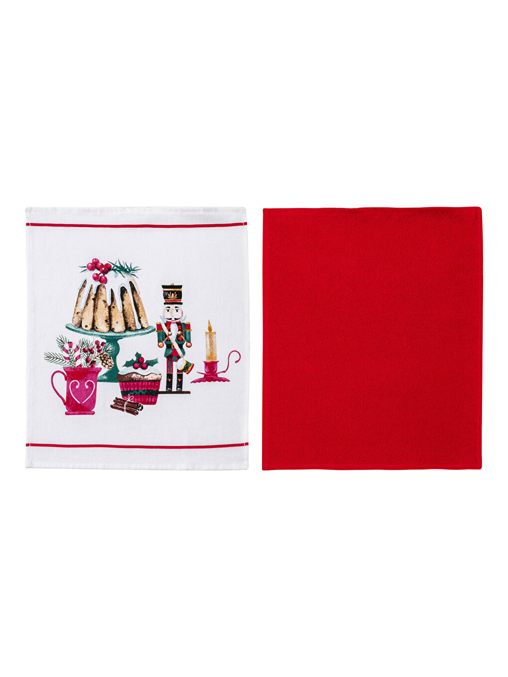 LCW HOME Christmas Themed Patterned Drying Towel 2 Pcs 40x50 Cm -W2H389Z8-F9C