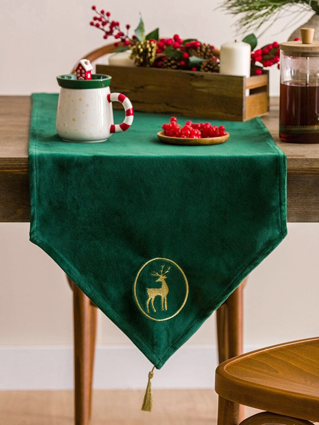 Embroidered Velvet Runner 45x150 Cm-1