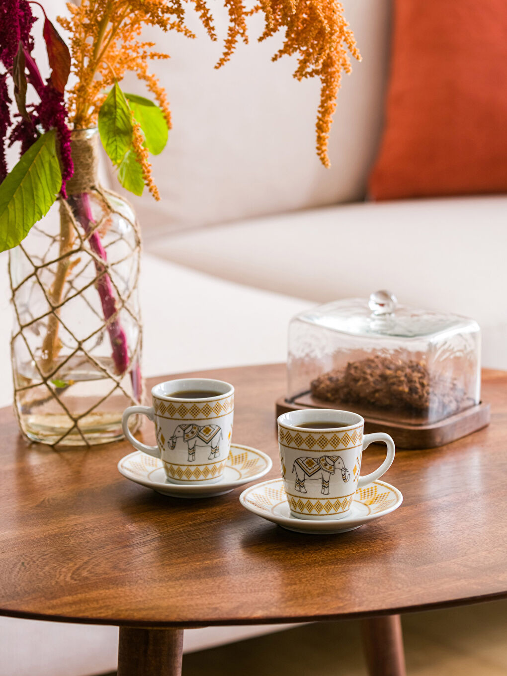 Karışık Baskılı Porselen Kahve Fincan Takımı 6'lı 100 ml