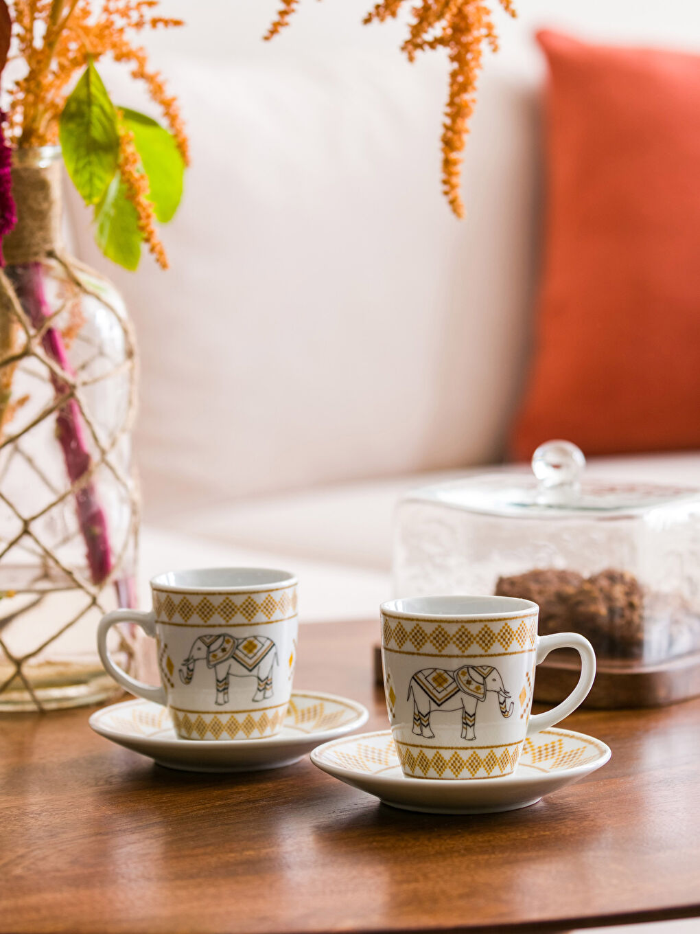 Karışık Baskılı Porselen Kahve Fincan Takımı 6'lı 100 ml-1