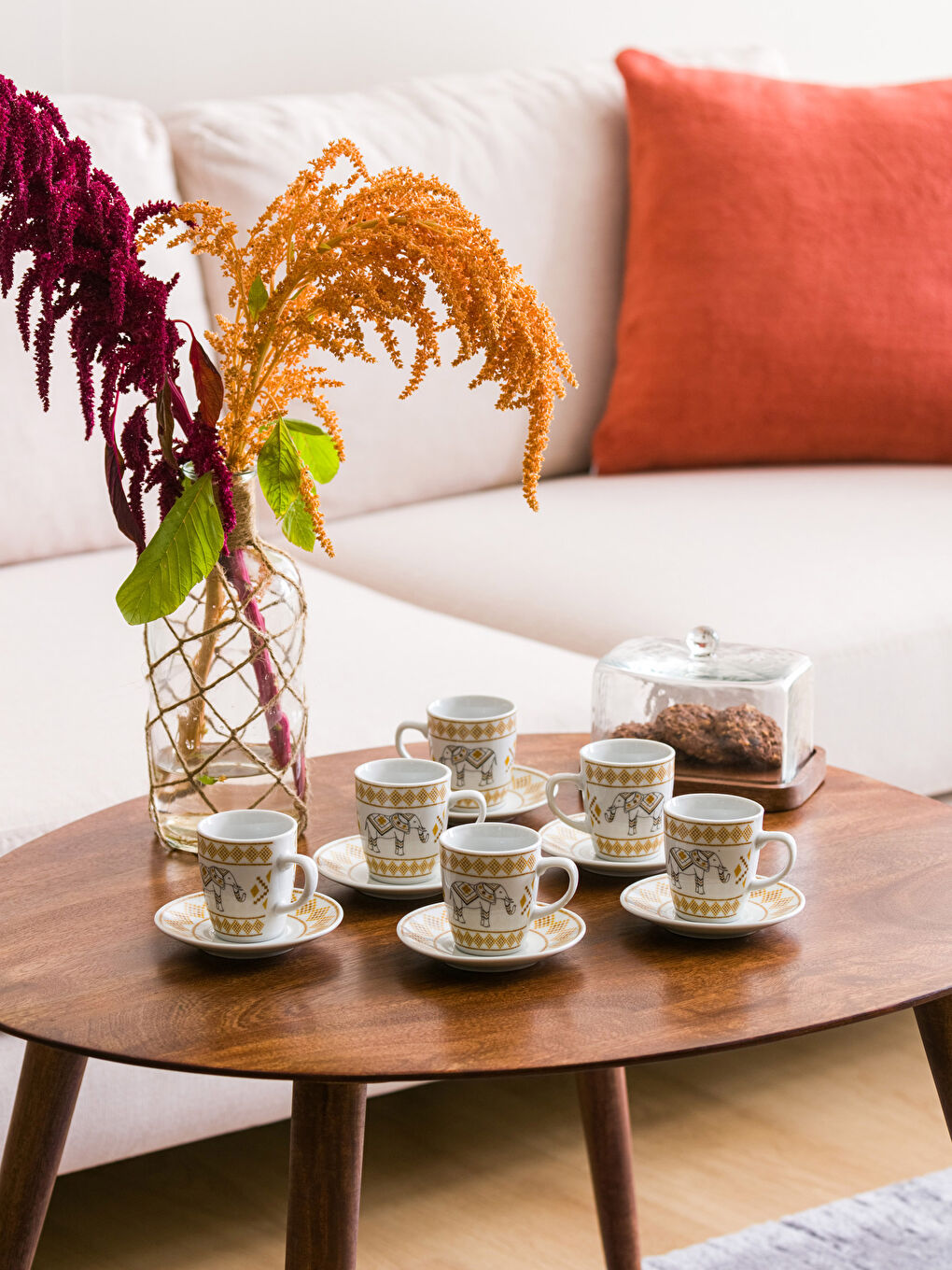 Karışık Baskılı Porselen Kahve Fincan Takımı 6'lı 100 ml-3