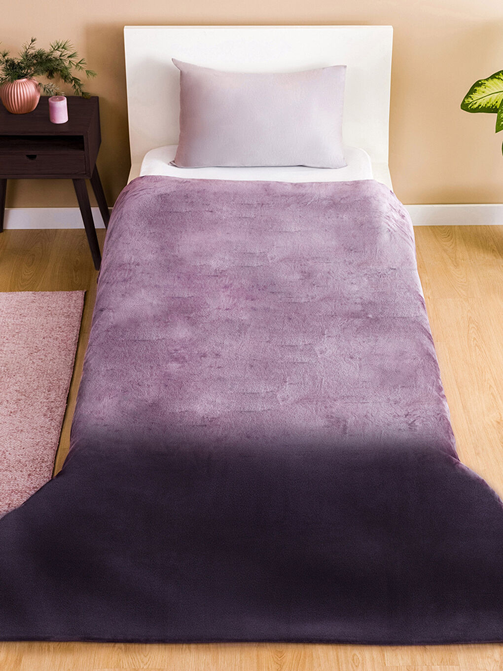 Mor Düz Wellsoft Tek Kişilik Battaniye 150x220 cm-1