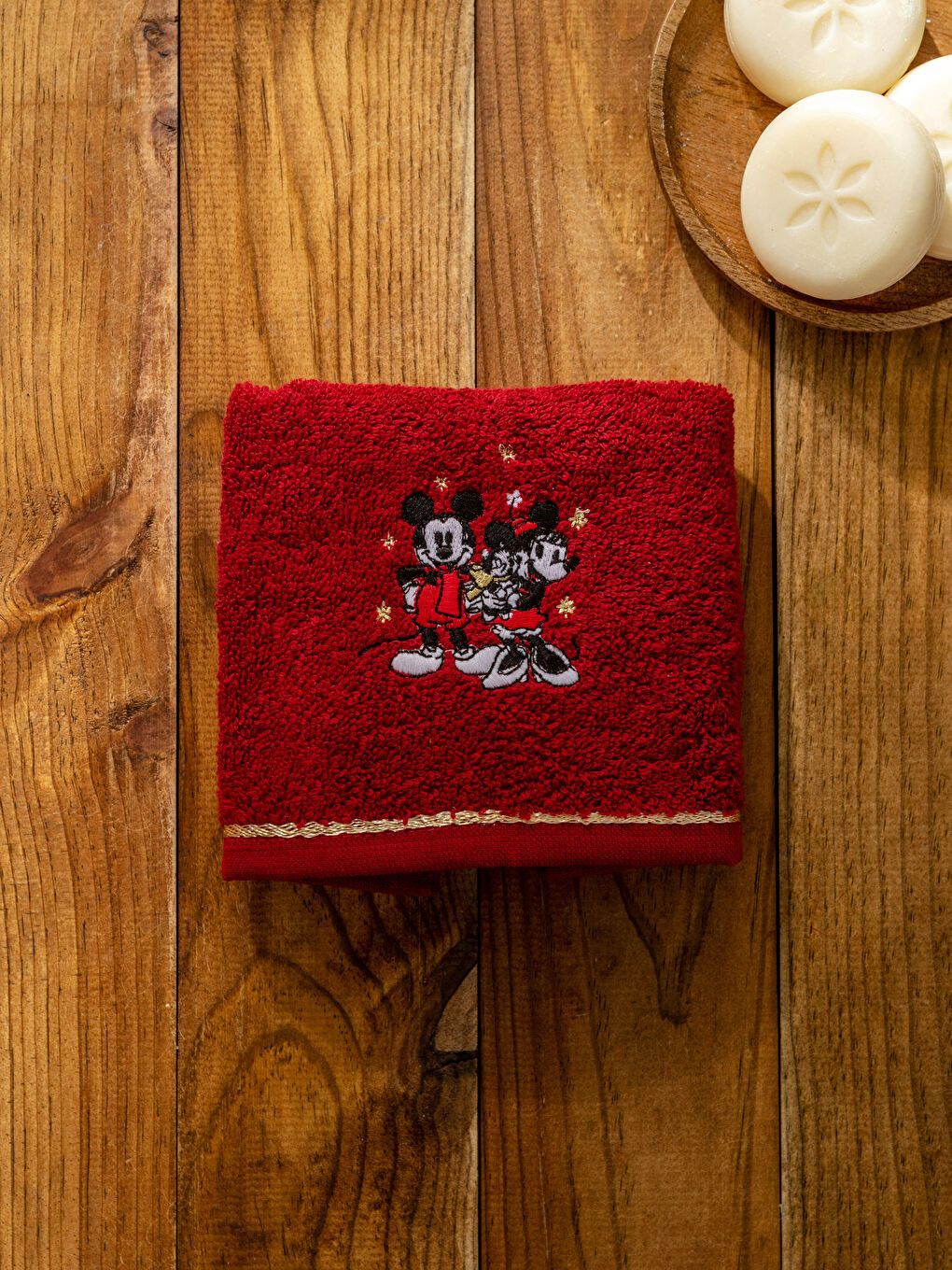 LCW HOME Koyu Kırmızı Mickey Mouse Lisanslı El Havlusu - 2