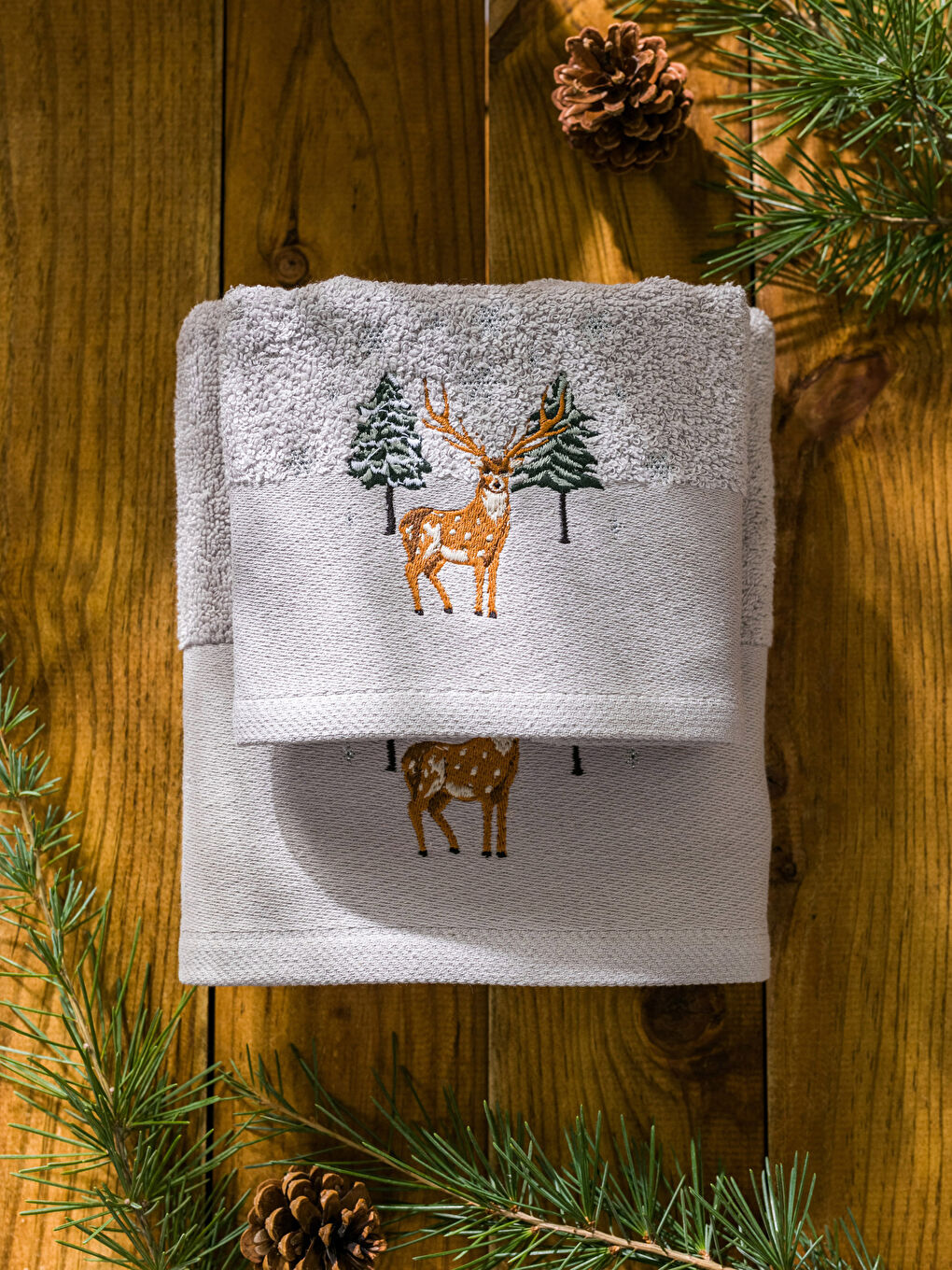 مجموعة فوط قطن مطرزة - 2 قطعة-2