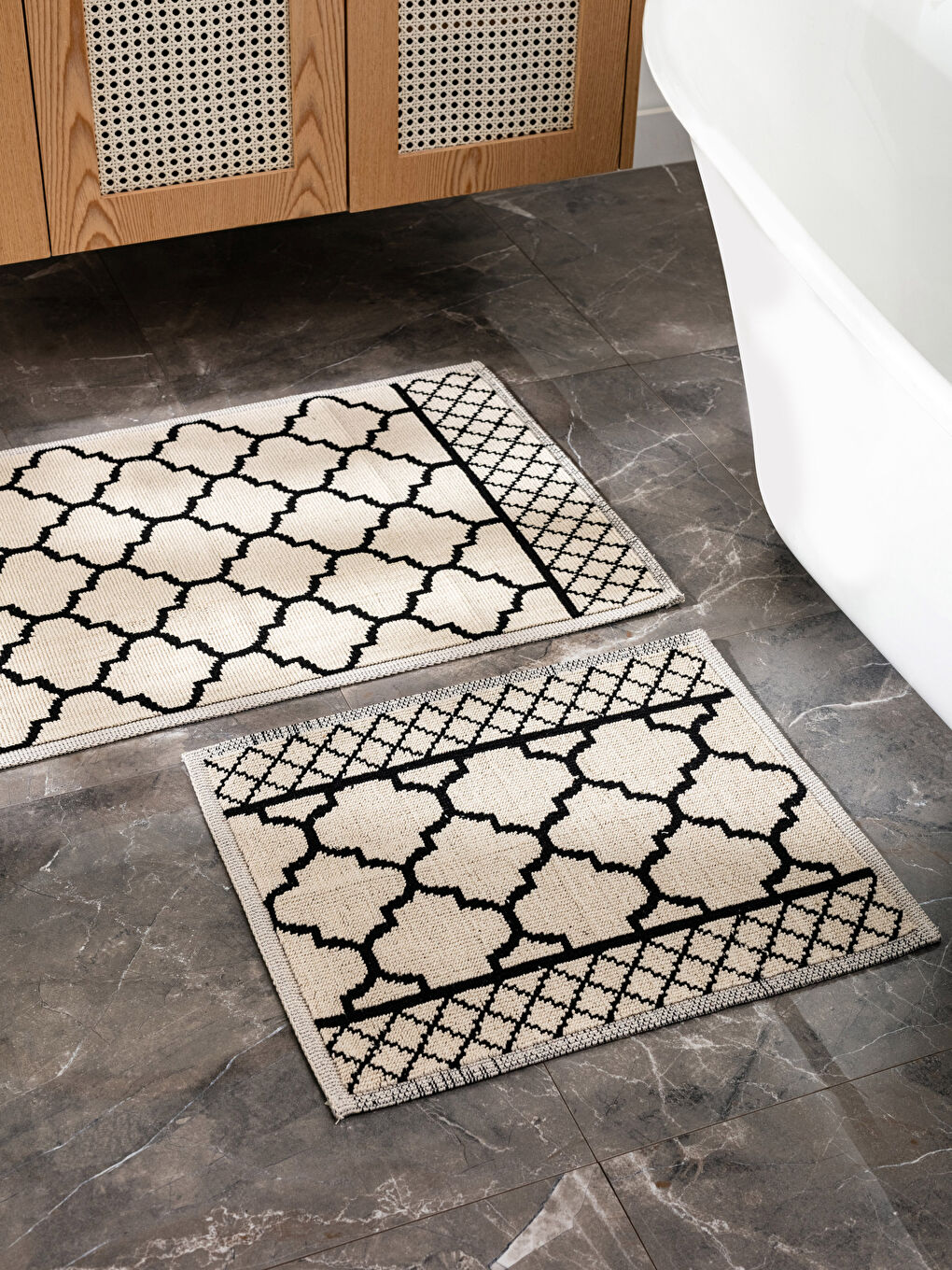 Geometric Patterned Bath Mat 2 Pack
