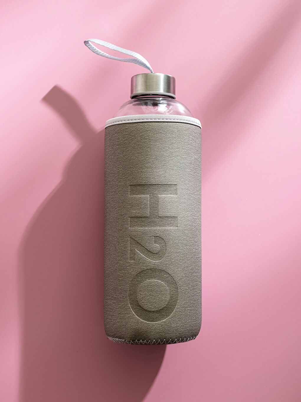 Gri Cam Kılıflı Su Matarası 1000 ml