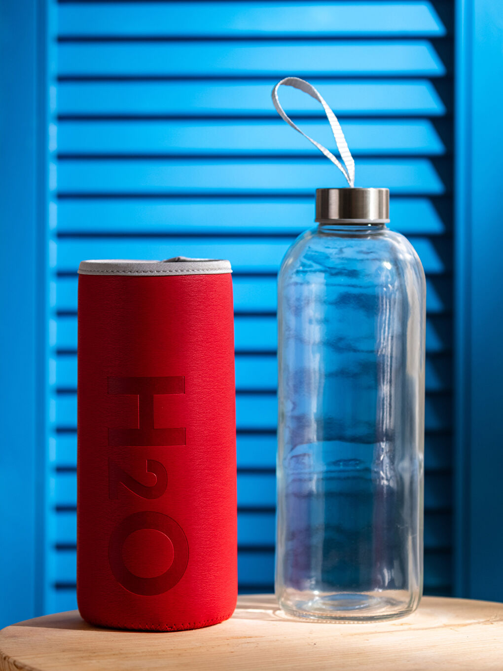 Kırmızı Cam Kılıflı Su Matarası 1000 ml-1