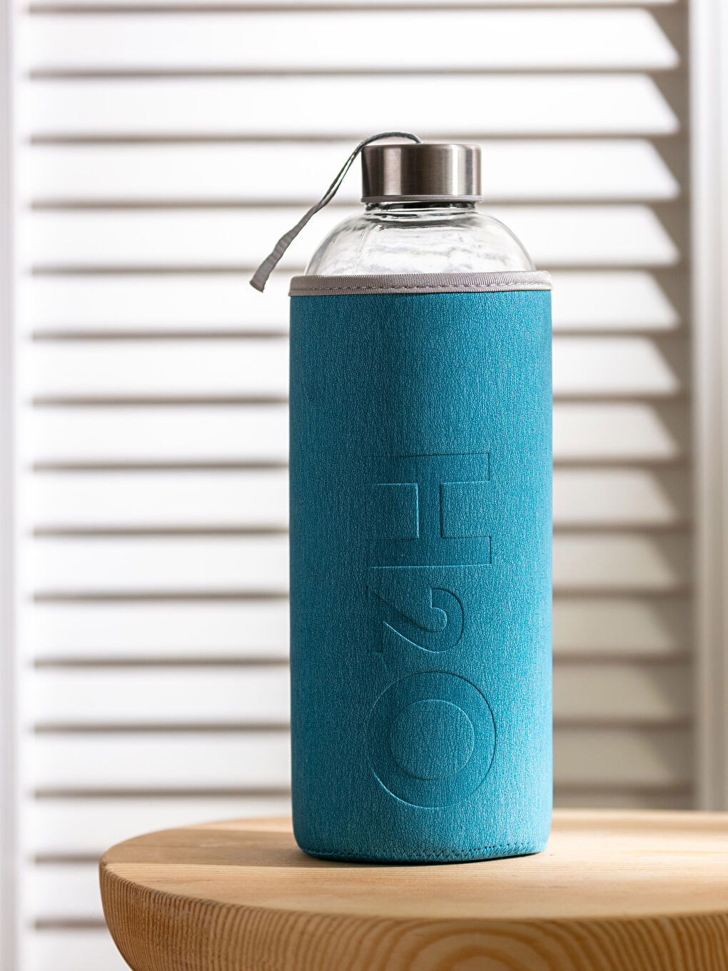 Mavi Cam Kılıflı Su Matarası 1000 ml