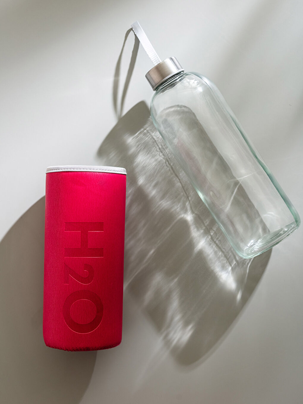 Pembe Cam Kılıflı Su Matarası 1000 ml-1