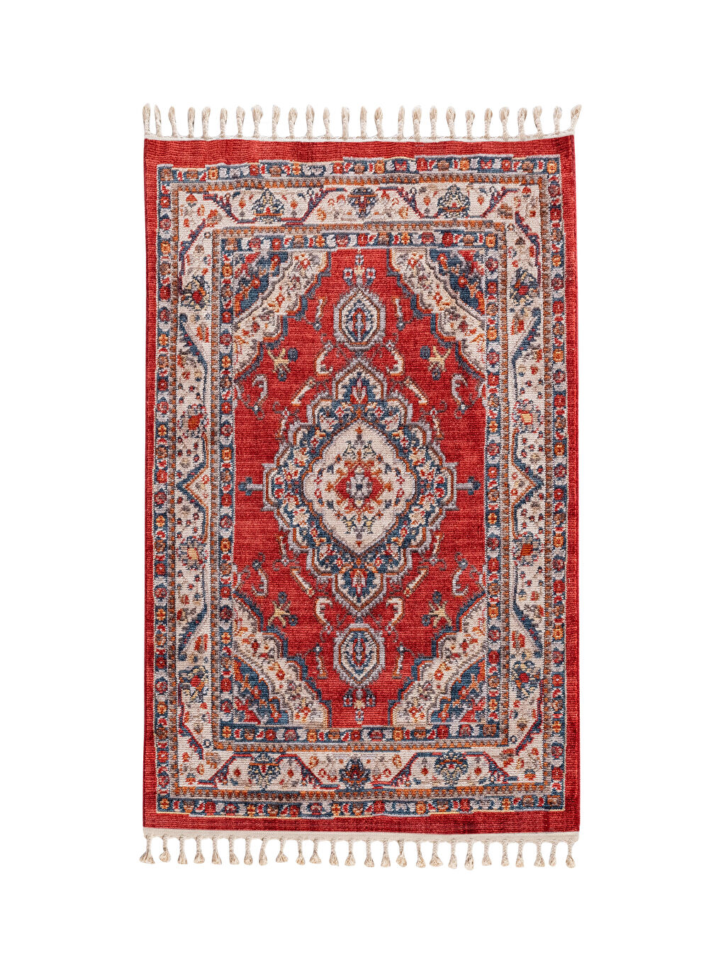 Karışık Etnik Desenli Püskül Detaylı Halı 120x180 cm-4