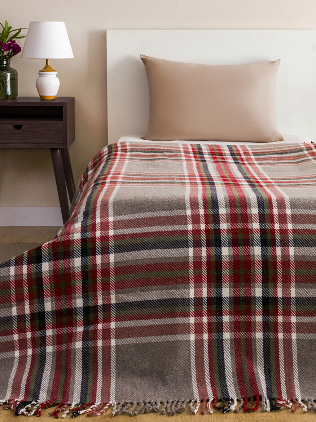 Karışık Ekose Desenli Tek Kişilik Battaniye 150x200 cm