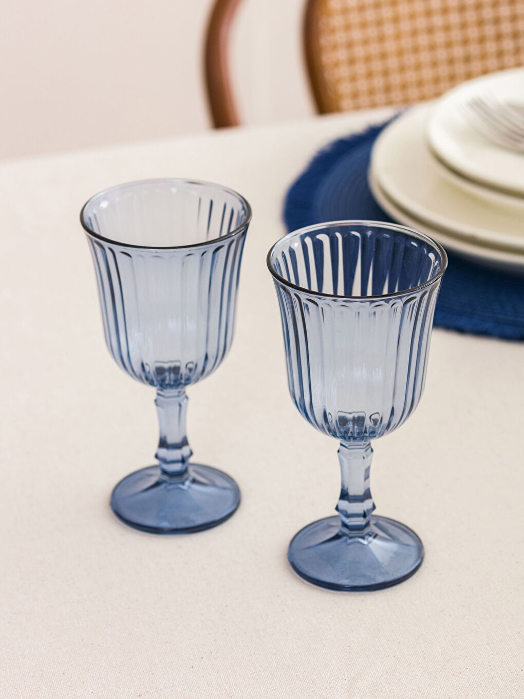 Mavi Cam Kadeh Seti 2'li 240 ml-1
