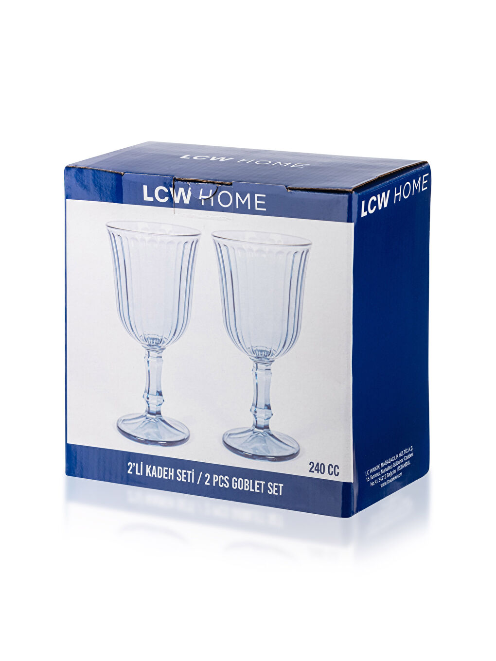 Mavi Cam Kadeh Seti 2'li 240 ml-3