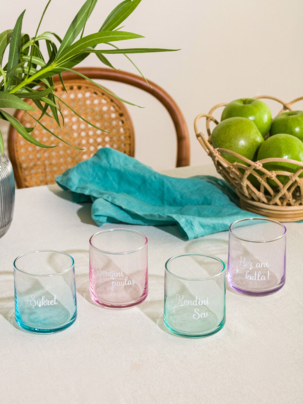 Karışık Baskılı Cam Bardak 4'lü 260 ml-1