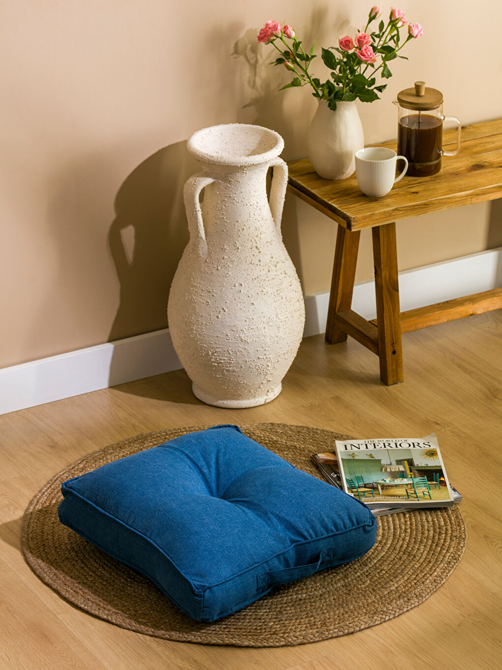 Karışık Düğme Detaylı Minder 45x45 cm