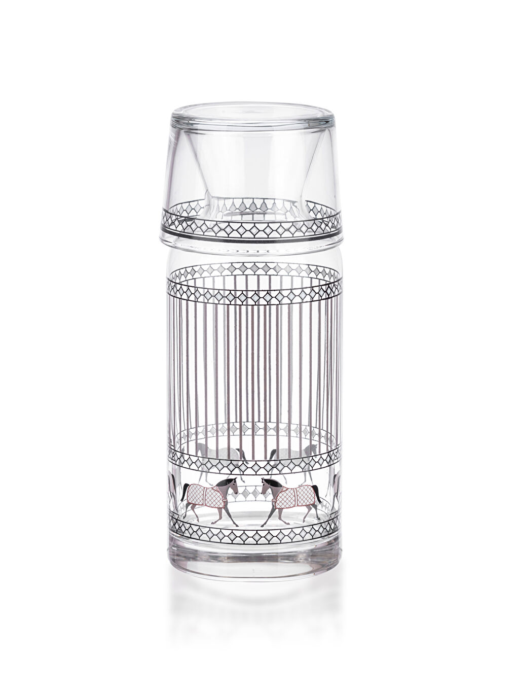 Karışık Baskılı Bardak Kapaklı Cam Karaf Sürahi 700 ml-4