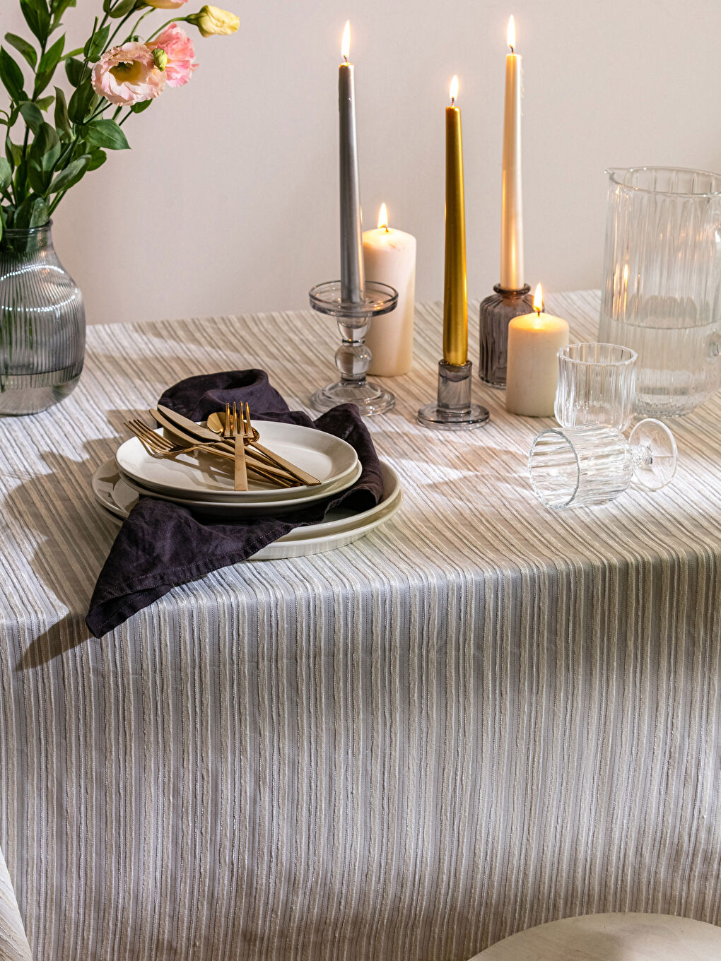 LCW HOME Striped Tablecloth 140x180 cm -W2HH04Z8-LRA