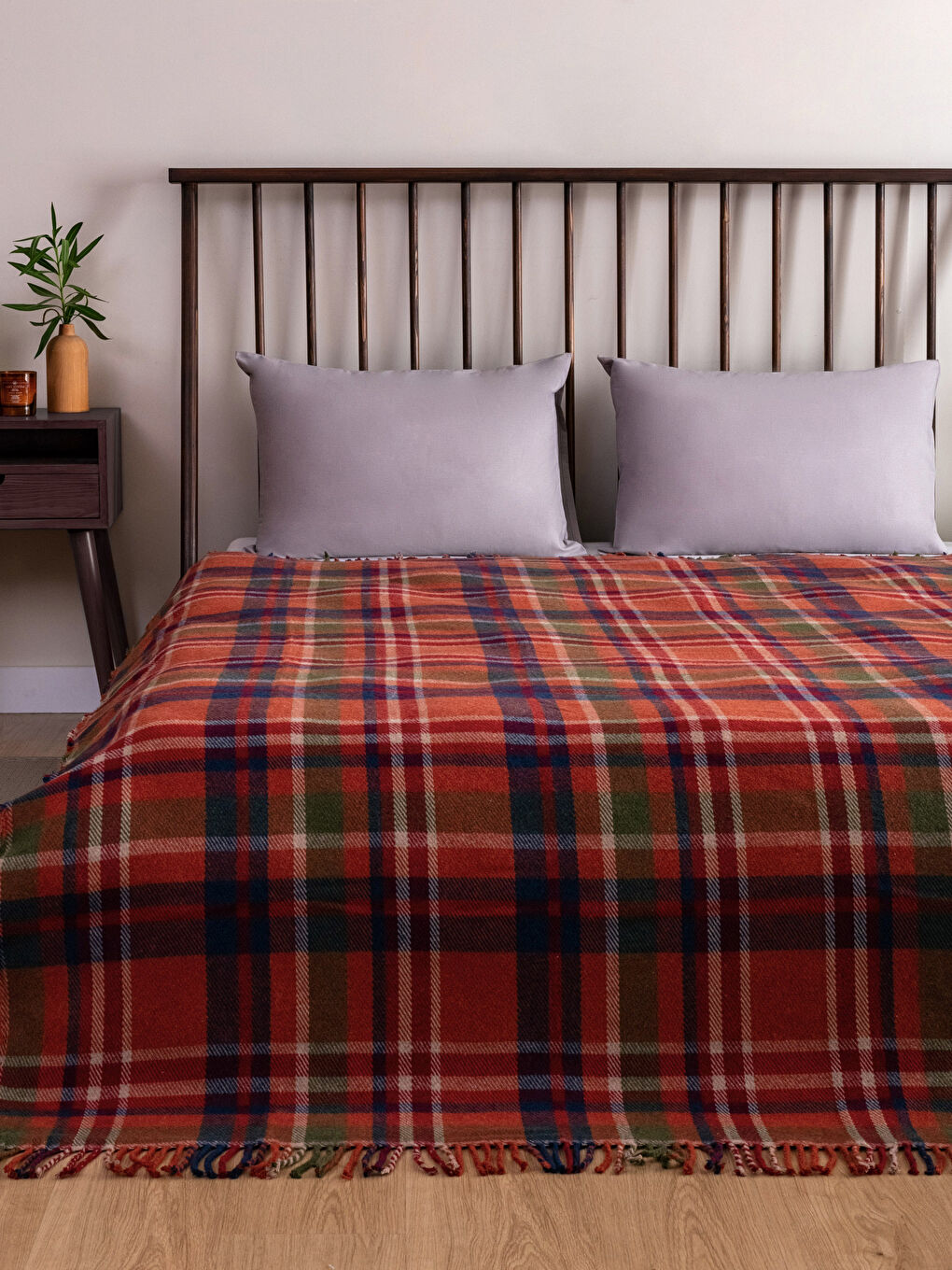 Karışık Ekose Desenli Çift Kişilik Battaniye 180x220 cm