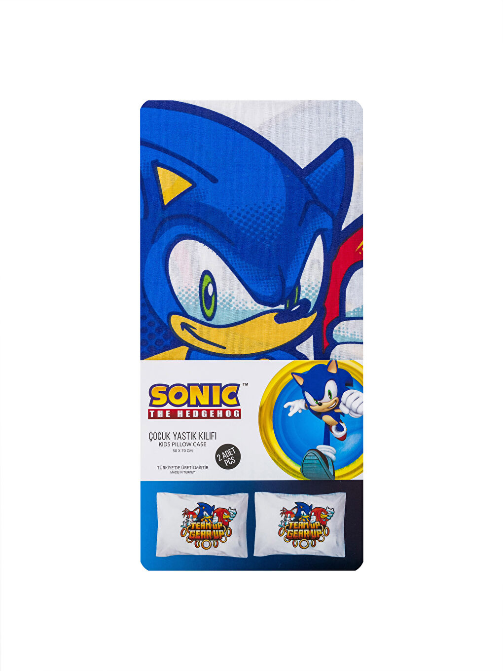 غطاء وسادة للأطفال مرخص سونيك 2 قطعة 50x70 سم-3