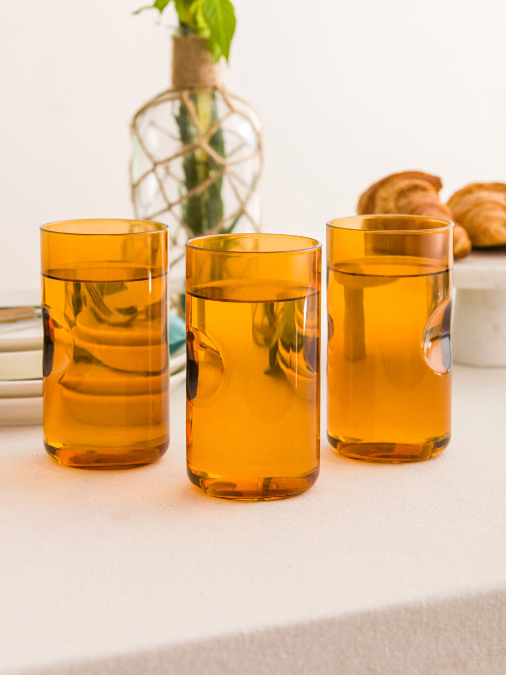 Kahverengi Cam Bardak Seti 3'lü 490 ml