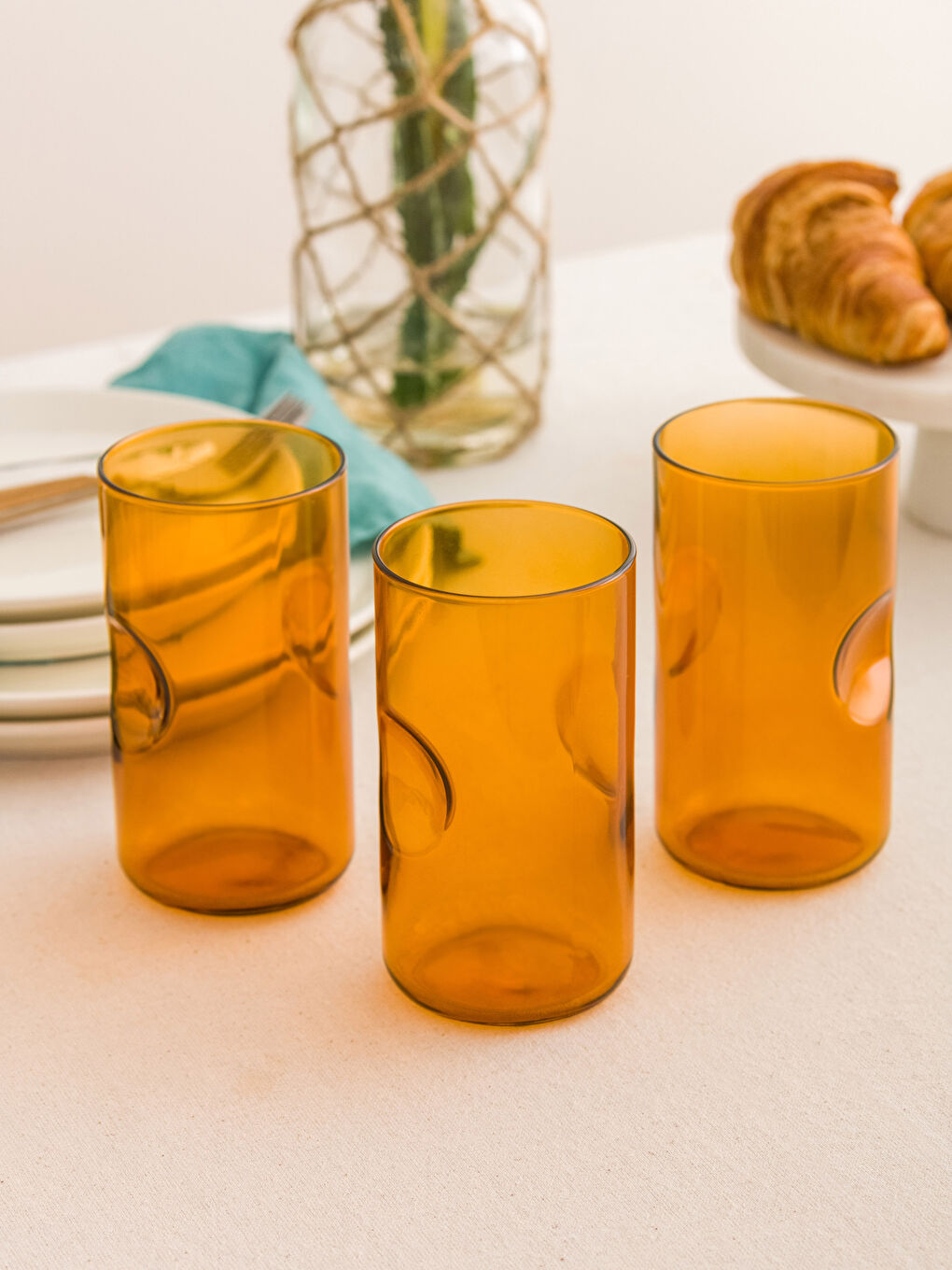 Kahverengi Cam Bardak Seti 3'lü 490 ml-1