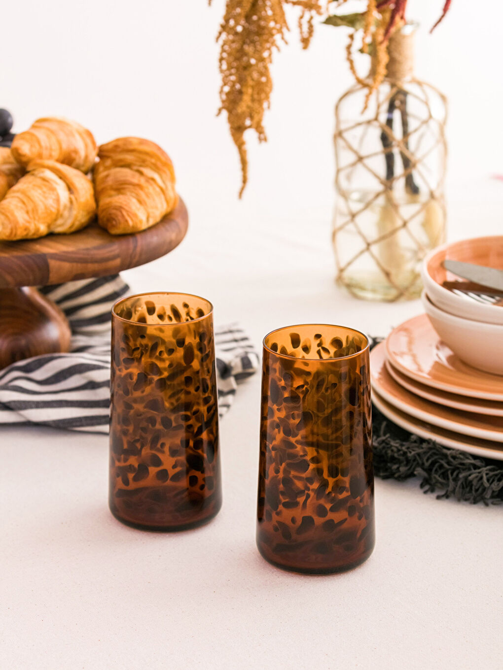 Kahverengi Desenli Bardak 2'li 540 ml-1