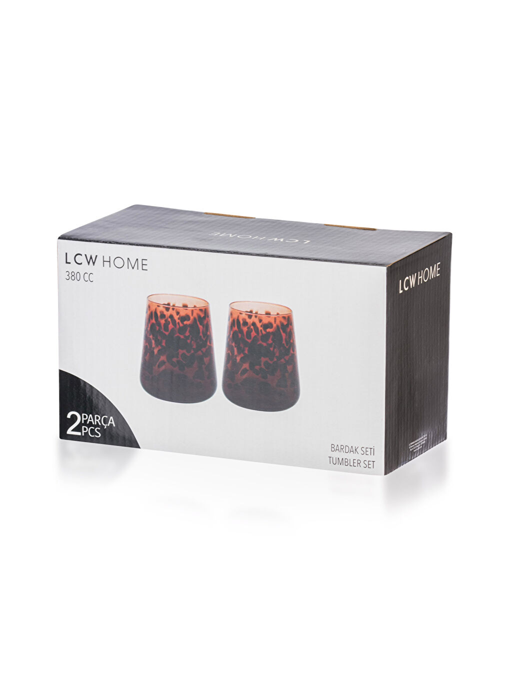 Kahverengi Desenli Cam Bardak 2'li 380 ml-3