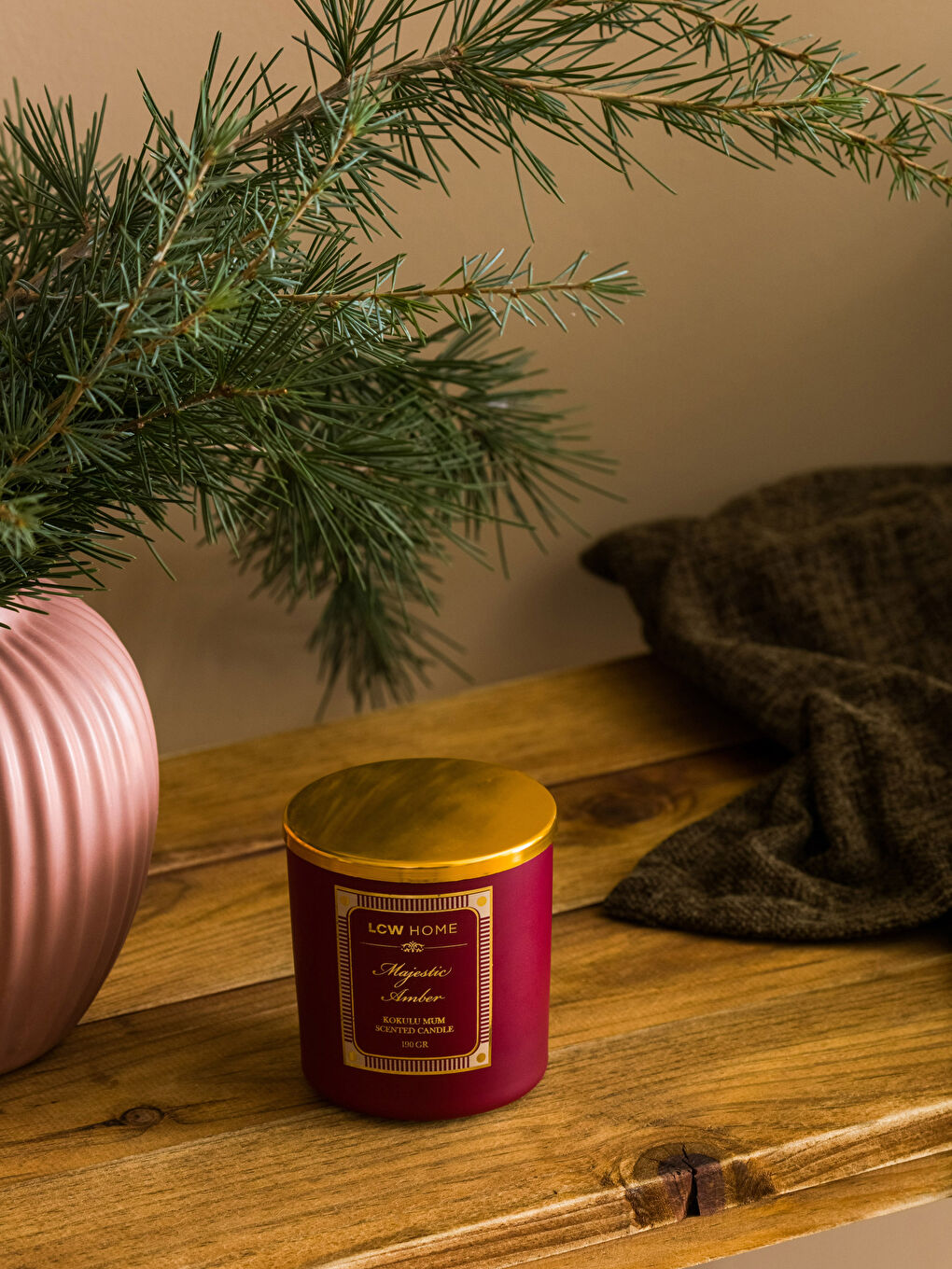 Amber Scented Decorative Glass Candle 190 Gr-2