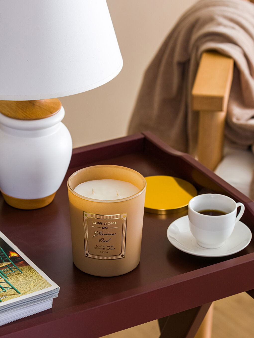 Oud Scented Decorative Glass Candle 350 Gr-1