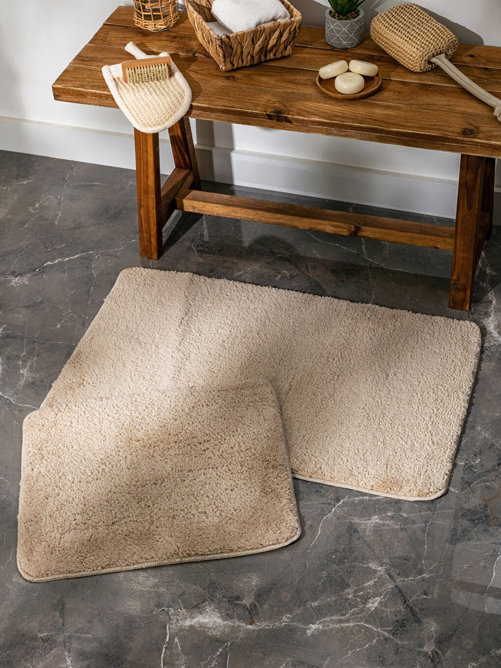 Lot de 2 Tapis de Bain Uni