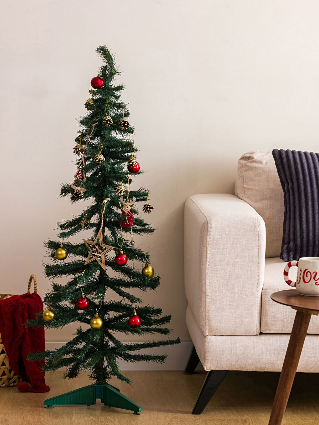 Yeşil Yılbaşı Temalı Dekoratif Çam Ağacı 120 cm