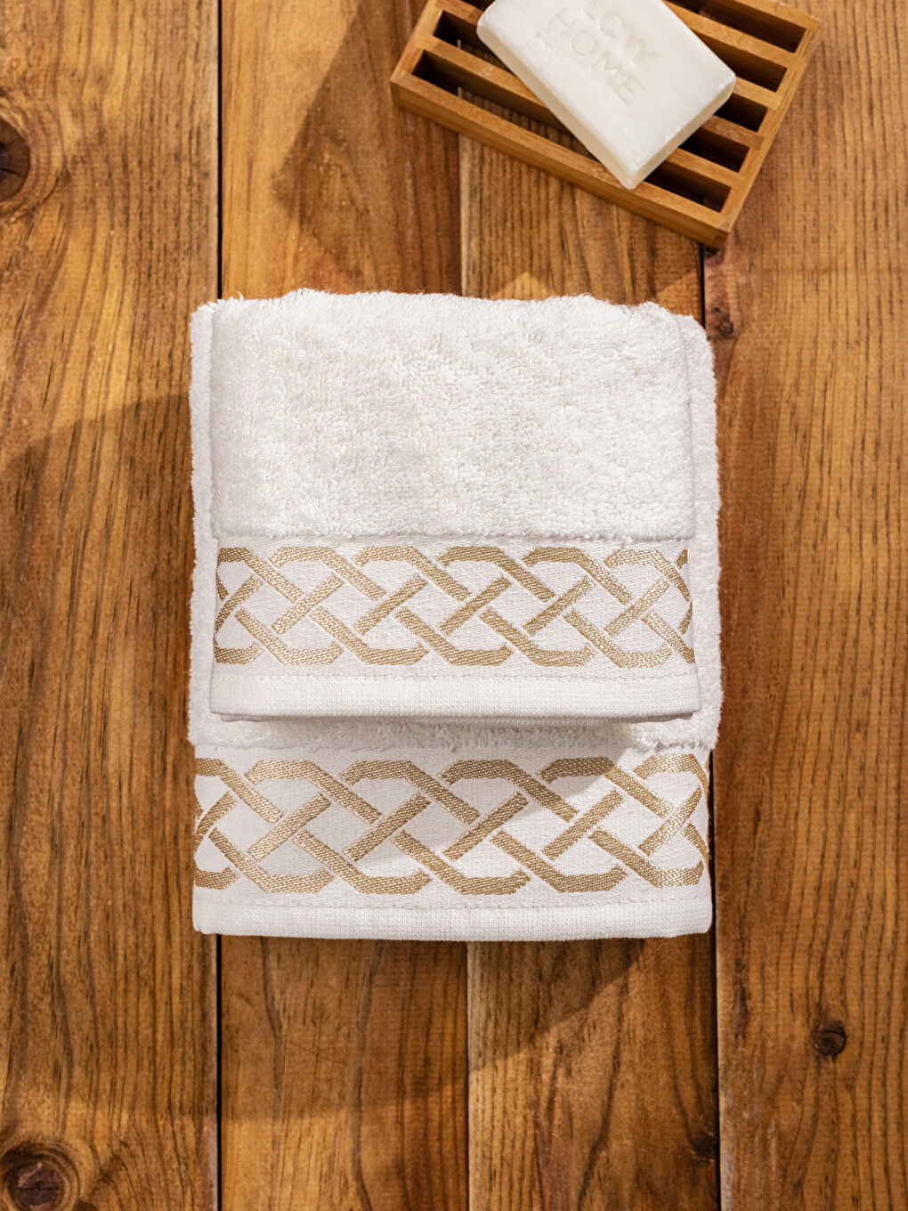 طقم فوط حمام قطن مطرز قطعتين-2