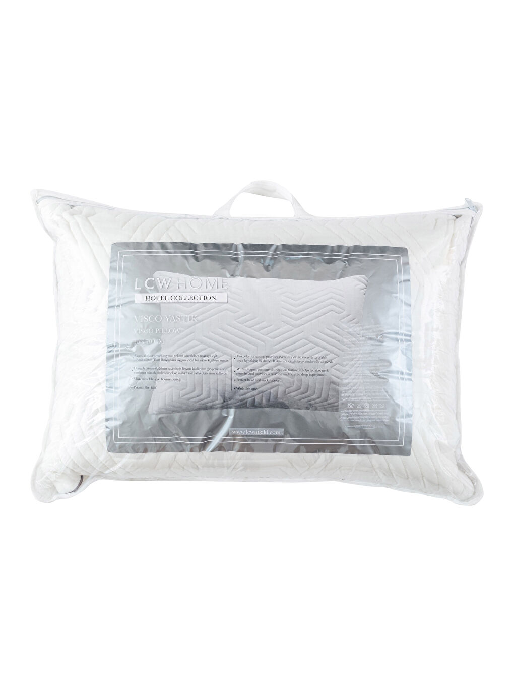 Beyaz Kendinden Desenli Dolgulu Yastık 50x70 cm-3